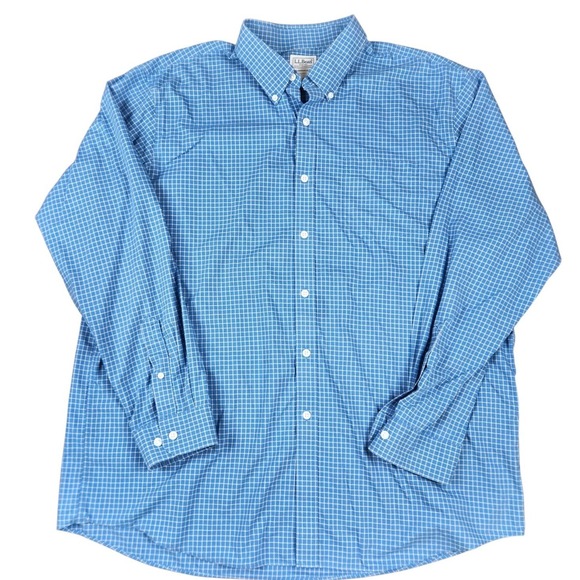 L.L. Bean Blue Plaid Button Down Shirt Long Sleeve Traditional Fit XL 275569 - Picture 1 of 4